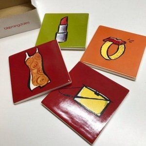 Bloomingdale Vintage Ceramic tile coaster Set of 4 home fashion party